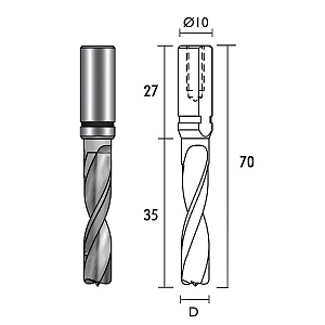 Metal World Vrták kolíkovací neprůchozí 5x70/35 st.10x27 HWM LH ELICA