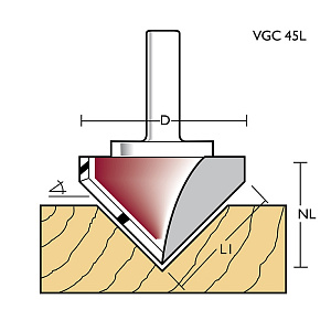 Fréza na V-drážky VGC60Lx12 HW Z2