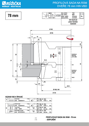 PROFILOVÁ SADA NA RÁM DVEŘE 78 mm HW-VBD